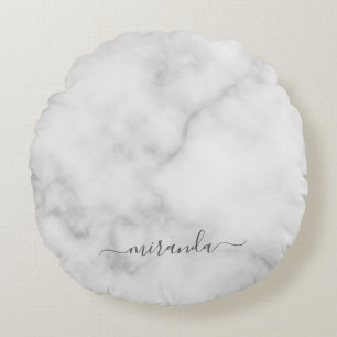 Moderne Manuscript Gepersonaliseerde Naam Witte Ma Rond Kussen