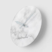 Moderne Manuscript Gepersonaliseerde Naam Witte Ma Ronde Klok (Hoek)