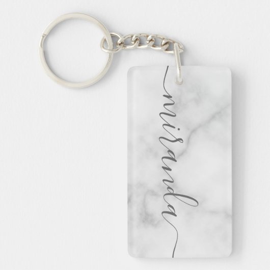 Moderne Manuscript Gepersonaliseerde Naam Witte Ma Sleutelhanger (Voorkant)