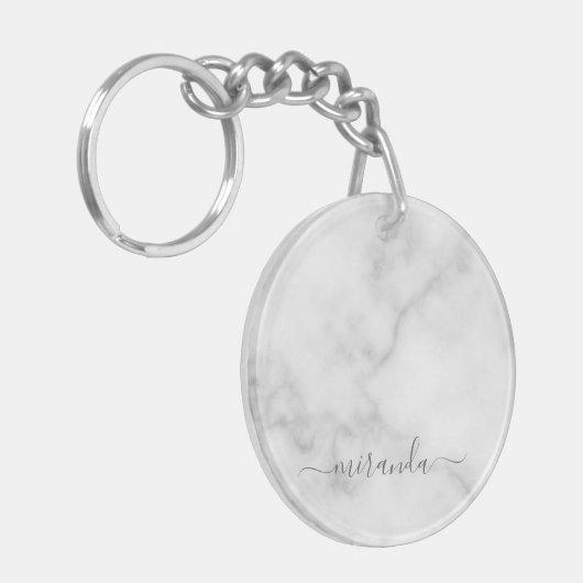 Moderne Manuscript Gepersonaliseerde Naam Witte Ma Sleutelhanger (Voorkant Links)