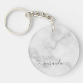 Moderne Manuscript Gepersonaliseerde Naam Witte Ma Sleutelhanger (Voorkant)