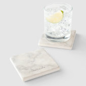 Moderne Manuscript Gepersonaliseerde Naam Witte Ma Stenen Onderzetter (Zijkant)