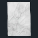Moderne Manuscript Gepersonaliseerde Naam Witte Ma Theedoek<br><div class="desc">Het moderne Manuscript Persoonlijke de Witte Marmer Giftfeaturing gepersonaliseerde naam in grijze moderne manuscriptdoopvontstijl op witte marmer achtergrond.</div>