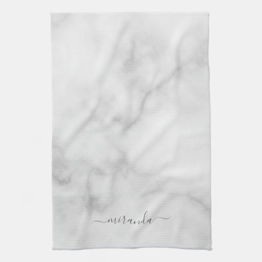 Moderne Manuscript Gepersonaliseerde Naam Witte Ma Theedoek (Verticaal)