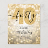 Moderne Manuscript Gold 40th Birthday Party nodigt (Voorkant)