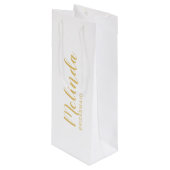 Moderne Manuscript Gold Aangepaste Bridesmaids Wijn Cadeautas (Voorkant Gekanteld)