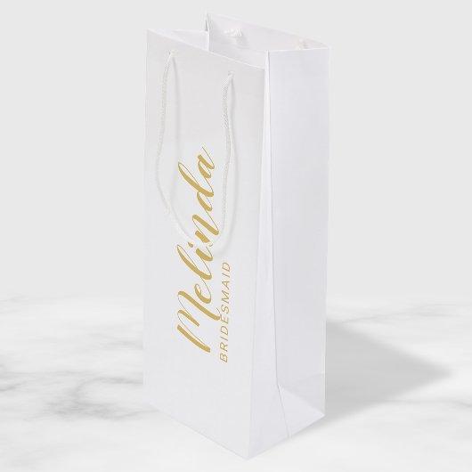 Moderne Manuscript Gold Aangepaste Bridesmaids Wijn Cadeautas