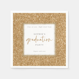 Moderne Manuscript Gold Glitter Name Graduparty Servet