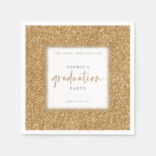 Moderne Manuscript Gold Glitter Name Graduparty Servet