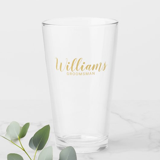 Moderne Manuscript Gold Persoonlijke Groomsmen Glas