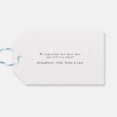 Moderne Manuscript Gold Snowflake Business Holiday Cadeaulabel (Achterkant Horizontaal)