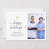 Moderne Manuscript Gold Snowflake Corporate Photo Feestdagenkaart (Voorkant)