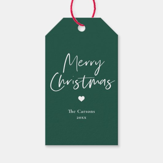 Moderne Manuscript Groene Kerstmis Cadeaulabel (Voorkant)