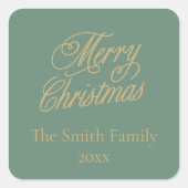 Moderne Manuscript Groene Kerstmis Vierkante Sticker (Voorkant)