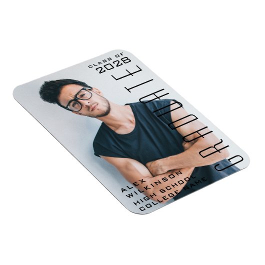 Moderne Manuscript Guy Trendy Afstuderen Foto Magneet (Rechterzijde)