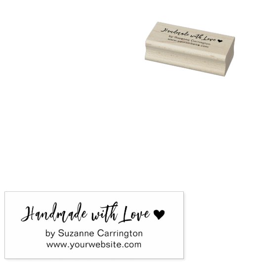 Moderne Manuscript Handgemaakt met Liefde. Houten Rubberstempel (Gestempeld)