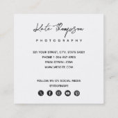 Moderne Manuscript Minimale de Code Sociale Media  Vierkante Visitekaartje (Achterkant)