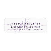 Moderne Manuscript minimalistische Paarse Monogram Etiket (Voorkant)