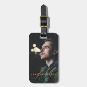 Moderne Manuscript Monogramed Volledige Foto Bagagelabel (Voorkant verticaal)