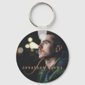 Moderne Manuscript Monogramed Volledige Foto Sleutelhanger (Voorkant)