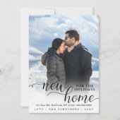 Moderne Manuscript Nieuw Huis voor de Foto van Fee Feestdagenkaart (Voorkant)