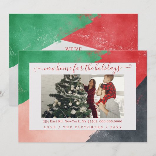 Moderne Manuscript Nieuw Huis voor de Foto van Fee Feestdagenkaart (Voorkant / Achterkant)