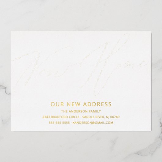 Moderne Manuscript Nieuwe Verplaatsende Aankondigi Folie Uitnodiging (Voorkant)