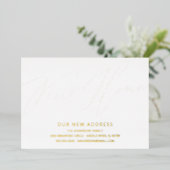 Moderne Manuscript Nieuwe Verplaatsende Aankondigi Folie Uitnodiging (Staand Voorkant)