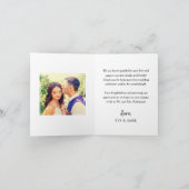 Moderne Manuscript Overlay Weddenfoto Bedankkaart (Binnen)