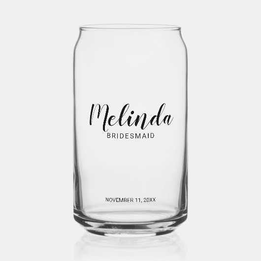 Moderne Manuscript Persoonlijke Bridesmaids Blikvorm Glas (Voorkant)