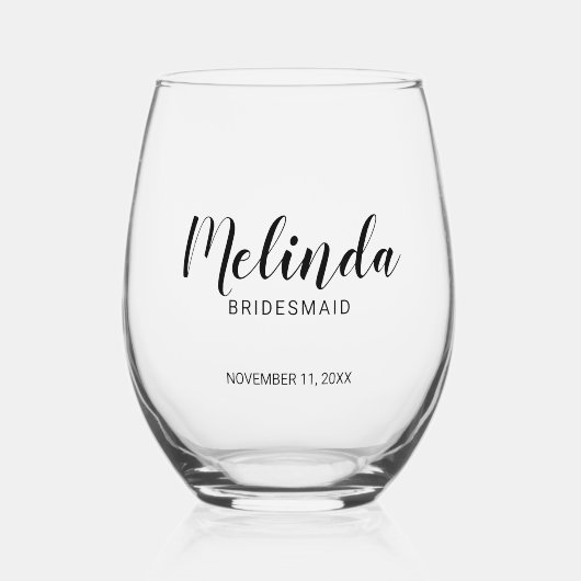 Moderne Manuscript Persoonlijke Bridesmaids Wijnglas Zonder Voet (Voorkant)