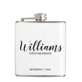 Moderne Manuscript Persoonlijke Groomsmen Heupfles (Voorkant)