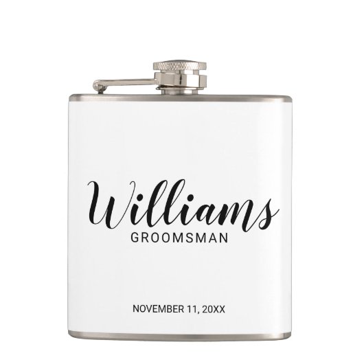 Moderne Manuscript Persoonlijke Groomsmen Heupfles (Voorkant)