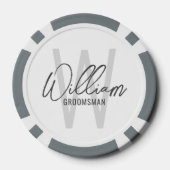 Moderne Manuscript Persoonlijke Groomsmen Poker Chips (Achterkant)