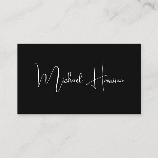 Moderne Manuscript QR Code Professioneel Zwart Visitekaartje (Voorkant)