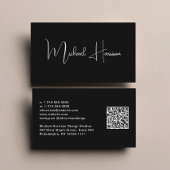 Moderne Manuscript QR Code Professioneel Zwart Visitekaartje