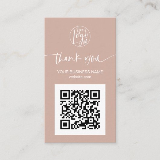 Moderne manuscript QR code tan perzikorde dank u Visitekaartje (Voorkant)