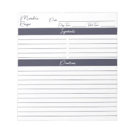 Moderne Manuscript Slate Gray Personalized Recipes Notitieblok
