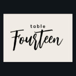 Moderne Manuscript Tabel 14 Veertien off-White Wed Kaart<br><div class="desc">Moderne Lijst van het Manuscript 14 Veertien van-Witte Wedding of Dinner Party het Aantal van de Lijst. Veertien wordt uitgeschreven in een trendy chic met de hand geschreven doopvont. De achtergrondkleur van dit lijstaantal is kleur editable, enkel klik de pas verdere knoop aan om het even welke kleur te selecteren...</div>