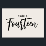 Moderne Manuscript Tabel 14 Veertien off-White Wed Kaart<br><div class="desc">Moderne Lijst van het Manuscript 14 Veertien van-Witte Wedding of Dinner Party het Aantal van de Lijst. Veertien wordt uitgeschreven in een trendy chic met de hand geschreven doopvont. De achtergrondkleur van dit lijstaantal is kleur editable, enkel klik de pas verdere knoop aan om het even welke kleur te selecteren...</div>