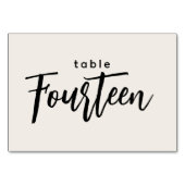 Moderne Manuscript Tabel 14 Veertien off-White Wed Kaart (Achterkant)