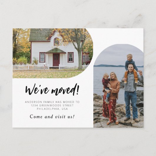 Moderne Manuscript Twee Kunstfoto hebben wij bewog Aankondigingskaart (Voorkant)