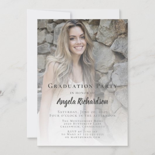 Moderne Manuscript Typography Afstuderen Foto Part Kaart (Voorkant)