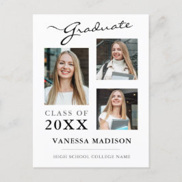 Moderne Manuscript Witte Aankondiging Afstuderen Briefkaart