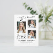 Moderne Manuscript Witte Aankondiging Afstuderen Briefkaart (Staand voorkant)