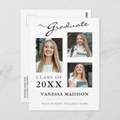 Moderne Manuscript Witte Aankondiging Afstuderen Briefkaart (Voorkant / Achterkant)
