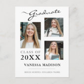 Moderne Manuscript Witte Aankondiging Afstuderen Briefkaart (Voorkant)