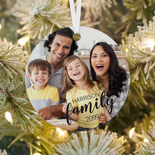 Moderne manuscriptfamilie 2 Foto's Aangepaste kleu Metalen Ornament (Insitu)