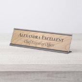 Moderne Maple Woodgrain Minimalistische Aangepast Bureau Naambordje (Voorkant)