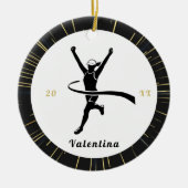 Moderne marathonloper naam en jaar van uitvoering keramisch ornament (Voorkant)